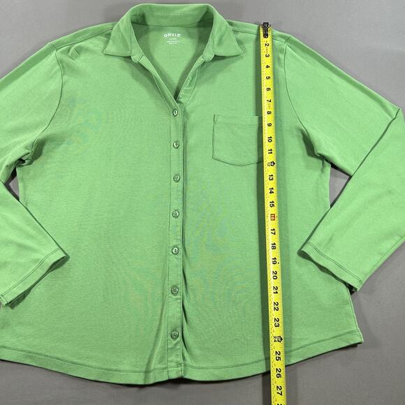 Orvis Shirt Green Long Sleeve Preppy Casual Button Up Pima Cotton Women's XL - Picture 5 of 5
